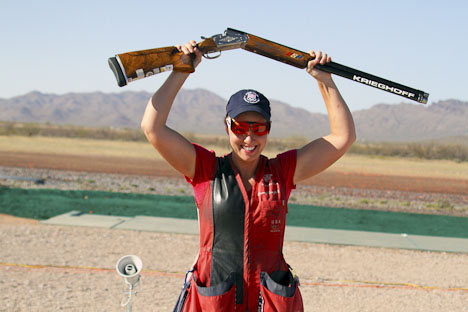 USA’s Cogdell climbed up the scoreboard to win Trap Women Gold