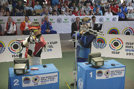 Wang won 10m Air Rifle Men Gold, Campriani and Charheika on the podium