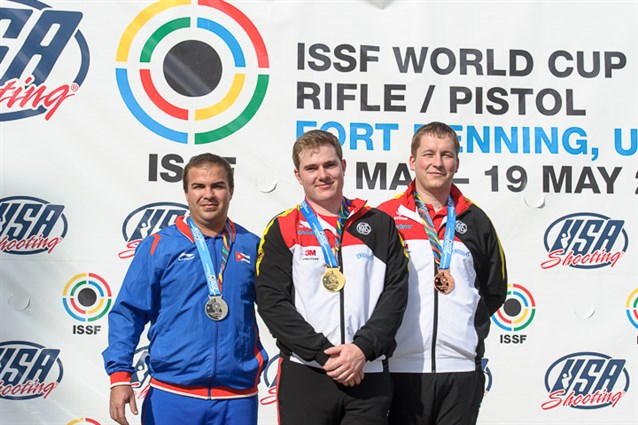 German athletes dominate the 25m Rapid Fire Pistol final claiming Gold, Bronze and Rio 2016 Quota