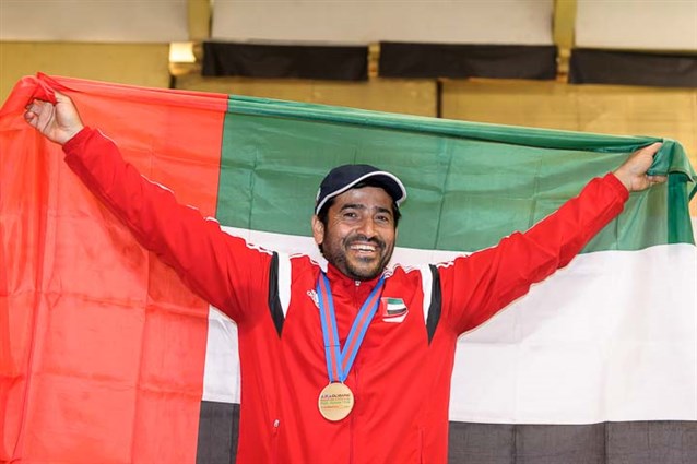 UAE’s Saif Bin Futtais secures the Skeet Men Gold in the closing event of the Asia Olympic Qualifying Competition