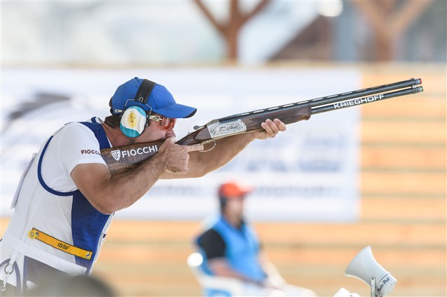 Argentina’s Federico Gil beats Cyprus’ Achilleos in the men’s Skeet final in Larnaka