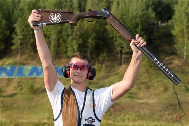 First-time participant Clement Bourgue of France secures the Trap Men Junior title