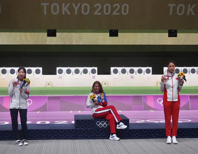 First female athlete wins third medal at the same Olympics in shooting sport