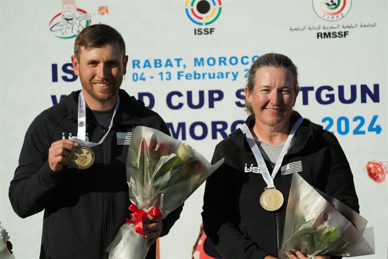 Hancock perfect as he and Rhode equal qualification world record and win skeet mixed team gold at World Cup Shotgun in Rabat